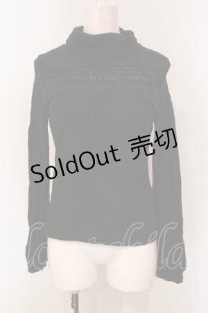 画像: PINK HOUSE / コットンレース使いニットソー  クロ O-25-05-31-036-LO-TO-OW-ZT400