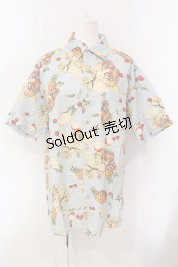 画像1: Karl Helmut / フルーツバスケット柄シャツ L サックス O-25-05-31-041-EL-BL-OW-OS (1)