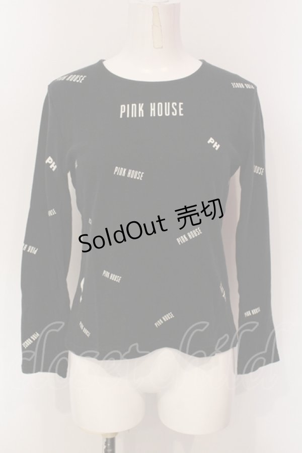 画像1: PINK HOUSE / ロゴプリントカットソー M クロ O-25-05-31-045-LO-TO-OW-OS (1)