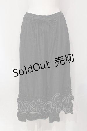 画像: 【SALE】PINK HOUSE / フリルワイドパンツ  クロ O-25-05-31-005-LO-PA-OW-ZT099