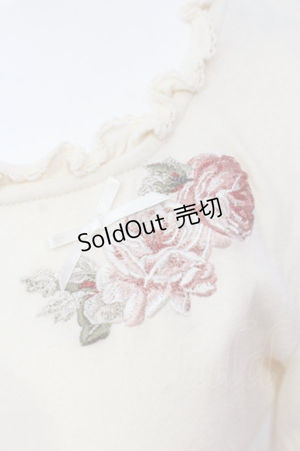 画像2: PINK HOUSE / 薔薇刺繍フリルプルオーバー M アイボリー O-25-05-31-047-LO-TO-OW-OS (2)