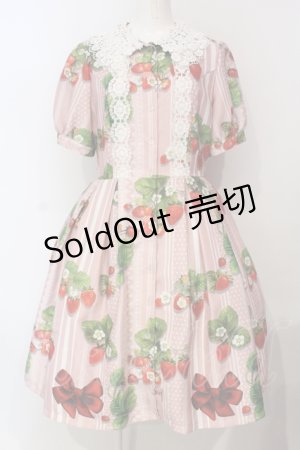画像: LIEF / 苺リボンワンピース M ピンク O-25-05-31-050-LO-OP-OW-OS