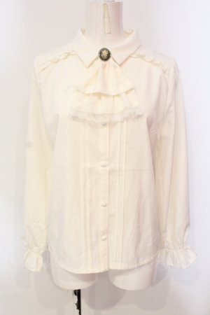 画像: axes femme / カメオ×ジャボブローチ付ブラウス M キナリ O-25-05-31-060-AX-BL-OW-OS