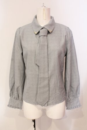 画像: axes femme / チェック柄ネクタイ付きブラウス F グレー O-25-05-31-062-AX-BL-OW-OS