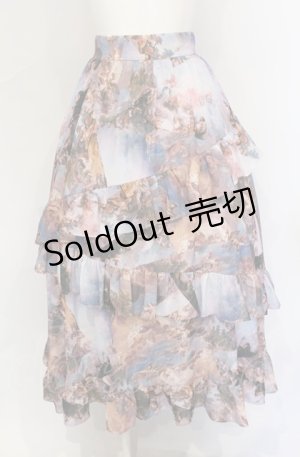画像: axes femme NOSTALGIE / 天使柄フリルロングスカート F サックス O-25-05-31-1055-AX-SK-OW-OS