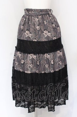 画像: axes femme / ペイズリー×花柄ロングスカート M クロ O-25-05-31-1058-AX-SK-OW-OS