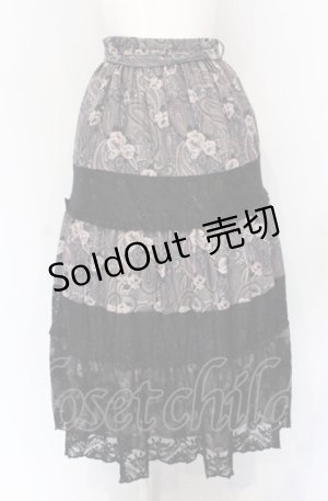 画像: axes femme / ペイズリー×花柄ロングスカート M クロ O-25-05-31-1058-AX-SK-OW-OS