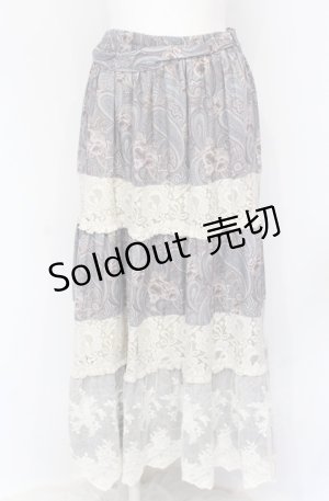 画像: axes femme / ペイズリー×花柄ロングスカート M グレー O-25-05-31-1059-AX-SK-OW-OS