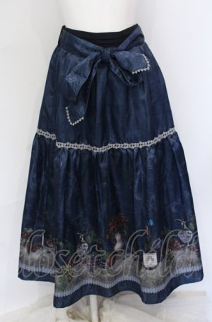 画像: axes femme / ワイン柄スカート F ネイビー O-25-05-31-1061-AX-SK-OW-OS