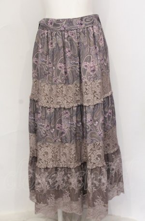 画像: axes femme / ペイズリー×花柄ロングスカート M ピンク系 O-25-05-31-1062-AX-SK-OW-OS
