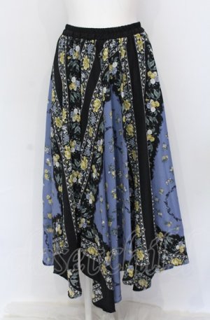 画像: axes femme / スカーフ風アシメスカート M ブルー O-25-05-31-1067-AX-SK-OW-OS