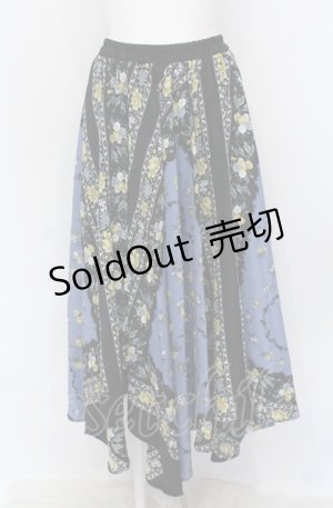 画像: axes femme / スカーフ風アシメスカート M ブルー O-25-05-31-1067-AX-SK-OW-OS