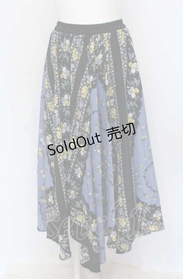 画像1: axes femme / スカーフ風アシメスカート M ブルー O-25-05-31-1067-AX-SK-OW-OS (1)