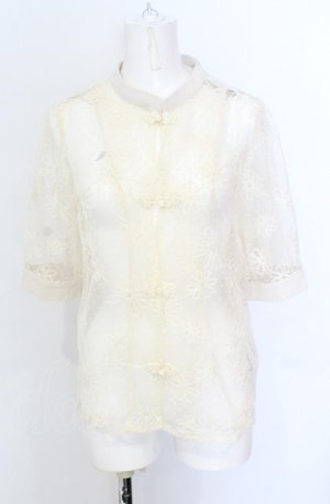 画像: axes femme POETIQUE / チャイナボタンシアーシャツ M キナリ O-25-05-31-1070-AX-BL-OW-OS