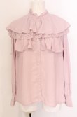 画像1: axes femme POETIQUE / ケープデザインフリルブラウス M ピンク O-25-05-31-1072-AX-BL-OW-OS (1)