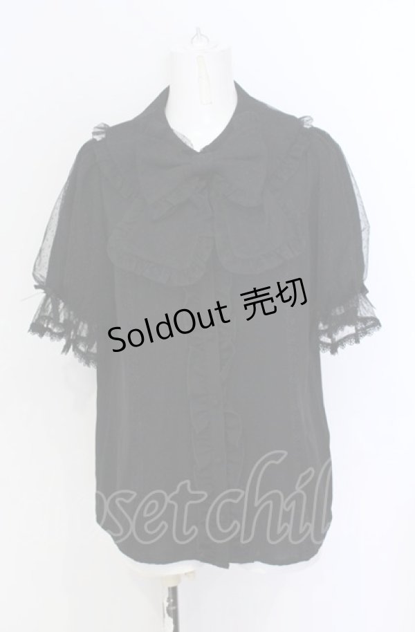 画像1: axes femme kawaii / ロマンティックフリルブラウス M クロ O-25-05-31-1074-AX-BL-OW-OS (1)