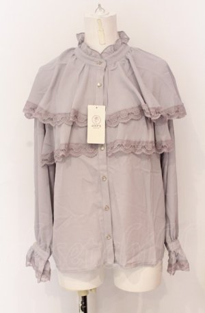 画像: axes femme POETIQUE / ケープデザインフリルブラウス M グレージュ O-25-05-31-1079-AX-BL-OW-OS