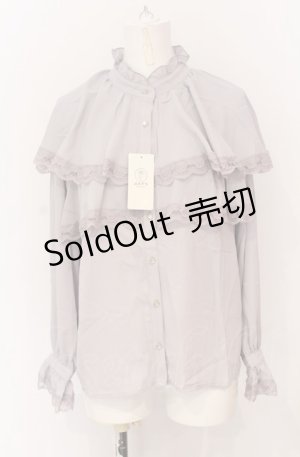 画像: 【SALE】axes femme POETIQUE / ケープデザインフリルブラウス M グレージュ O-25-05-31-1079-AX-BL-OW-ZT459