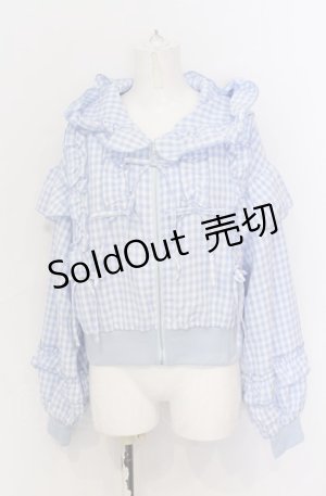 画像: axes femme kawaii / フリルフーディブルゾン M サックス O-25-05-31-1082-AX-JA-OW-OS