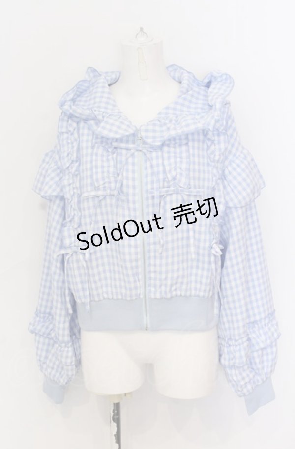画像1: axes femme kawaii / フリルフーディブルゾン M サックス O-25-05-31-1082-AX-JA-OW-OS (1)