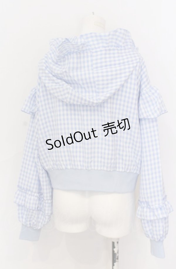 画像2: axes femme kawaii / フリルフーディブルゾン M サックス O-25-05-31-1082-AX-JA-OW-OS (2)
