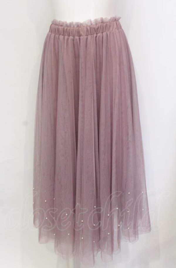 画像1: axes femme POETIQUE / パールデザインチュールスカート M ピンク O-25-05-31-1095-AX-BL-OW-ZT279 (1)