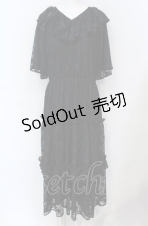 画像: axes femme NOSTALGIE / フリルティアード総レースワンピース F クロ O-25-05-31-1097-AX-OP-OW-OS
