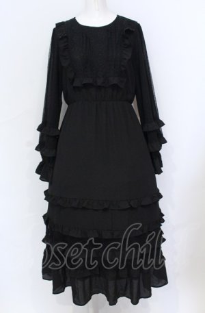 画像: axes femme NOSTALGIE / シフォンフリルティアードワンピース F クロ O-25-05-31-1107-AX-BL-OW-OS