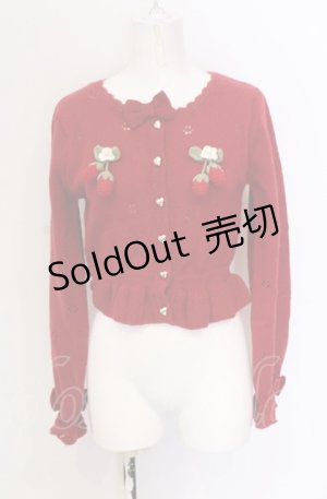 画像: axes femme kawaii / 苺の編みぐるみニットカーデ M アカ O-25-05-31-1120-AX-TO-OW-OS