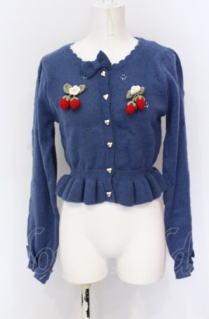 画像: axes femme kawaii / 苺の編みぐるみニットカーデ M ブルー O-25-05-31-1121-AX-TO-OW-OS