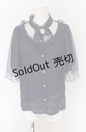 画像: axes femme kawaii / ビジューリボンブローチ付ブラウス M ネイビー O-25-05-31-1123-AX-BL-OW-OS