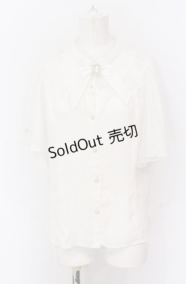 画像1: axes femme kawaii / ビジューリボンブローチ付ブラウス M シロ O-25-05-31-1124-AX-BL-OW-OS (1)