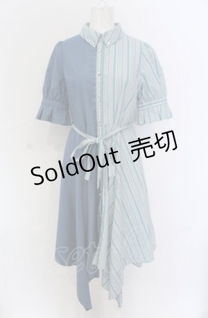 画像: axes femme / バイカラー半袖ワンピ M ブルー系 O-25-05-31-1002-AX-OP-IG-OS