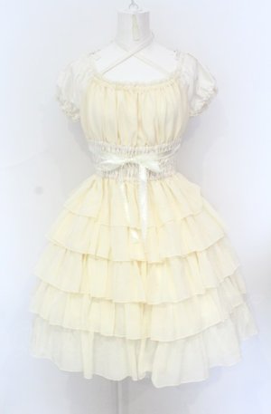 画像: Pina sweetcollection / シフォンフリルワンピース  生成り O-25-05-31-1014-LO-OP-IG-OS