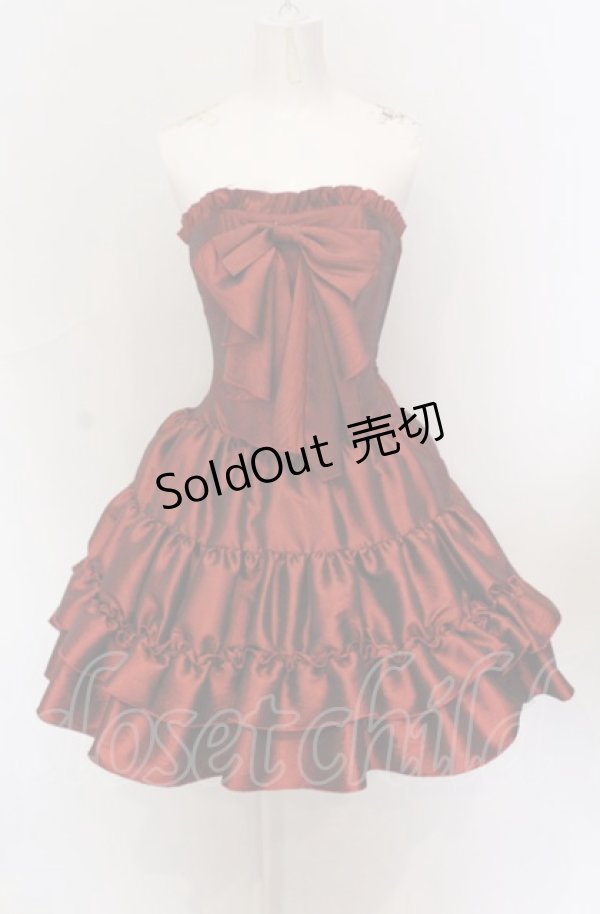 画像1: ATELIER PIERROT / フロントリボン・ミニコルセットワンピース  レッド O-25-05-31-1015-EL-OP-IG-OS (1)