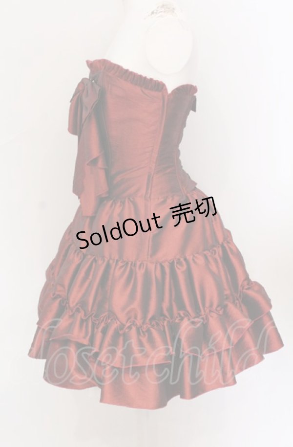 画像2: ATELIER PIERROT / フロントリボン・ミニコルセットワンピース  レッド O-25-05-31-1015-EL-OP-IG-OS (2)