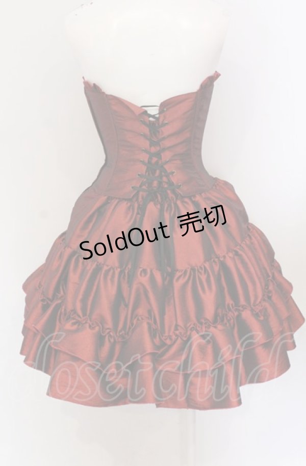 画像3: ATELIER PIERROT / フロントリボン・ミニコルセットワンピース  レッド O-25-05-31-1015-EL-OP-IG-OS (3)