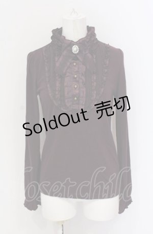 画像: axes femme / ブローチ付きブラウス風プルオーバー M パープル O-25-05-31-1020-AX-TO-IG-OS