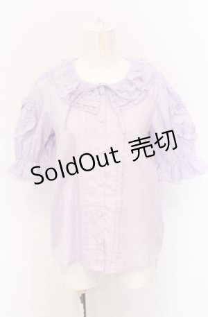 画像: Chalmiere / ハートフリルパフ袖ブラウス M ラベンダー O-25-05-31-1003-LO-BL-OW-OS