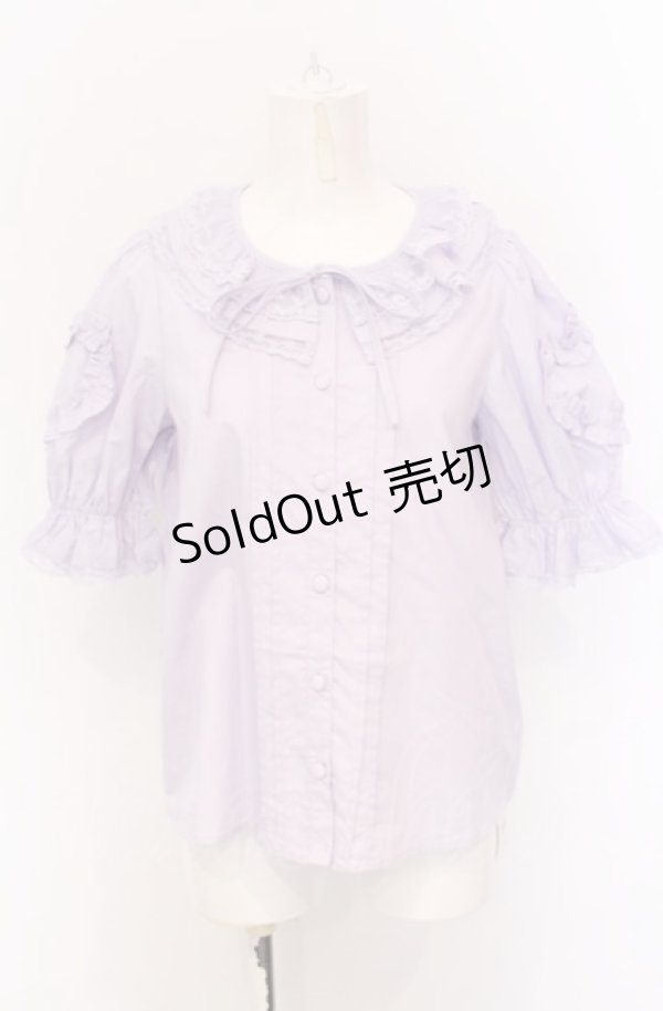 画像1: Chalmiere / ハートフリルパフ袖ブラウス M ラベンダー O-25-05-31-1003-LO-BL-OW-OS (1)
