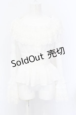 画像: Millefleurs / ジョーゼットとレースのブラウス  ホワイト O-25-05-31-1025-EL-BL-IG-OS