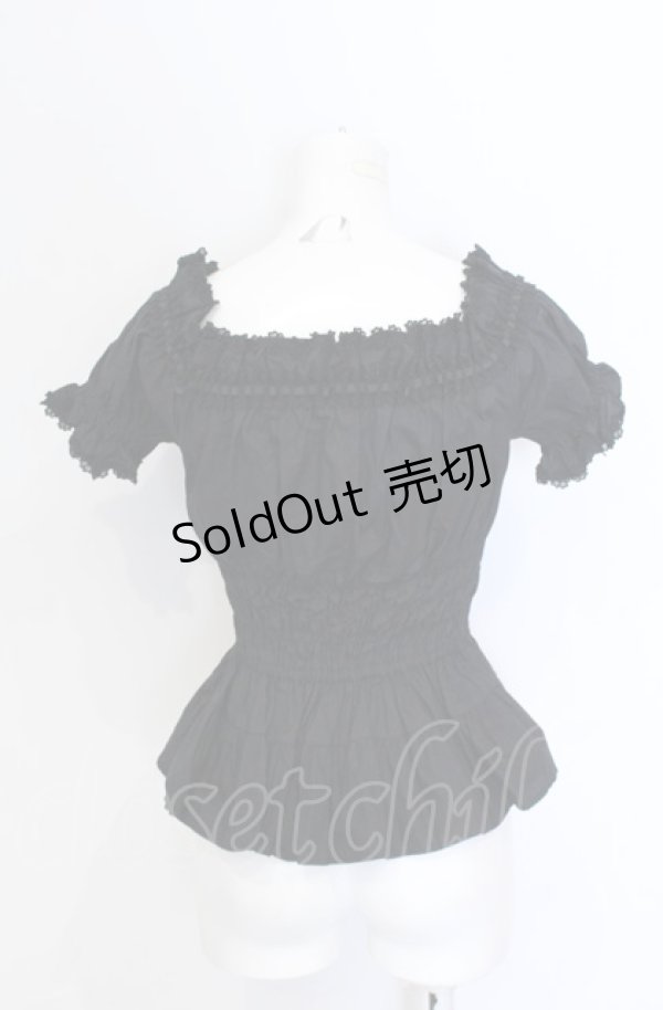 画像2: Millefleurs / はしごレースシャーリングブラウス  ブラック O-25-05-31-1026-EL-BL-IG-OS (2)