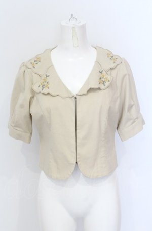 画像: an another angelus / ハンカチ刺繍開衿ジャケット F ベージュ O-25-05-31-1029-CA-JA-OW-OS