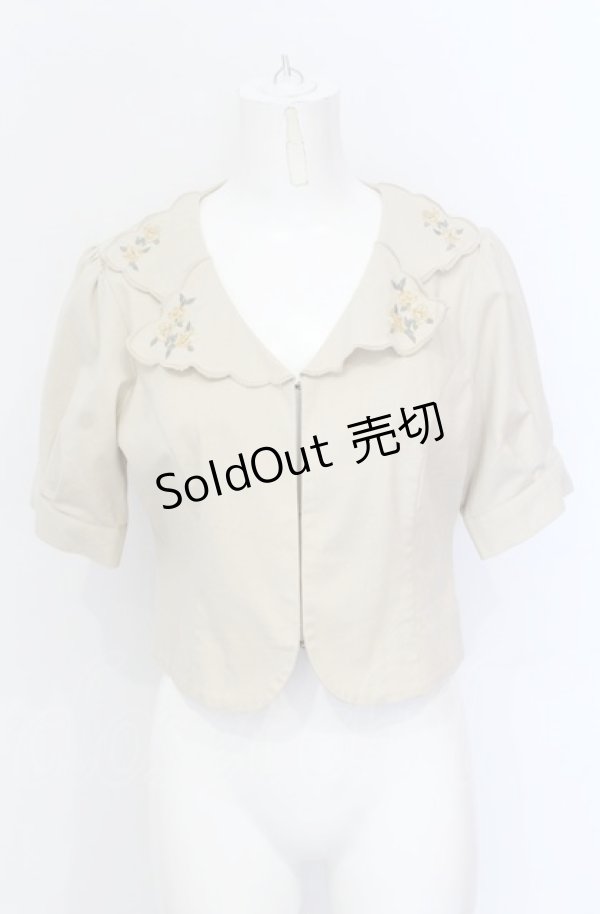 画像1: an another angelus / ハンカチ刺繍開衿ジャケット F ベージュ O-25-05-31-1029-CA-JA-OW-OS (1)
