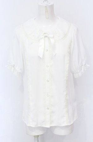 画像: axes femme kawaii / ギャザー丸襟半袖ブラウス M シロ O-25-05-31-1032-AX-BL-OW-OS