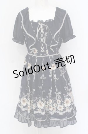 画像: axes femme POETIQUE / ガーベラ×リボン柄ワンピース M ネイビー O-25-05-31-1033-AX-OP-OW-OS