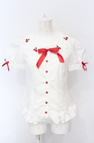 画像: Angelic Pretty / Lovely Cherryブラウス  シロ O-25-05-31-1036-AP-BL-OW-OS