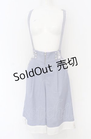 画像: axes femme POETIQUE / サス付きハーフワイドパンツ M サックス O-25-05-31-1040-AX-PA-OW-ZT303