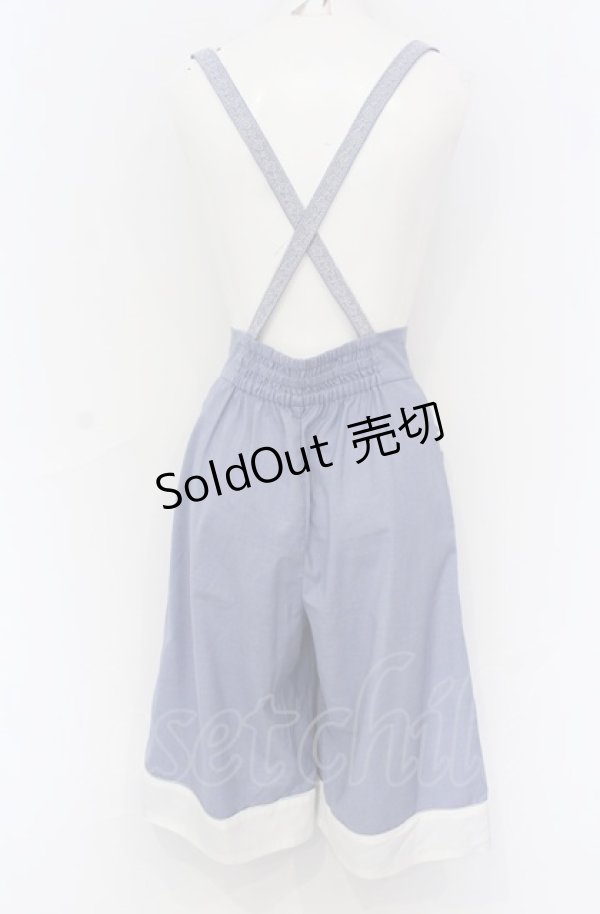 画像2: axes femme POETIQUE / サス付きハーフワイドパンツ M サックス O-25-05-31-1040-AX-PA-OW-ZT303 (2)