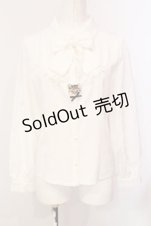 画像: axes femme POETIQUE / キャットブローチ付ブラウス M シロ O-25-05-31-065-AX-BL-OW-OS